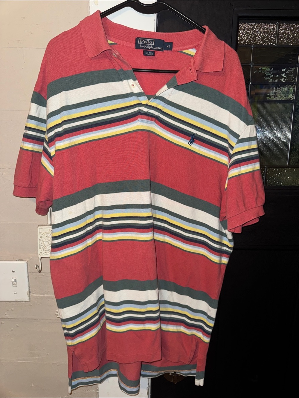 Polo Ralph Lauren Red Multistripe Polo Shirt Y2K XL